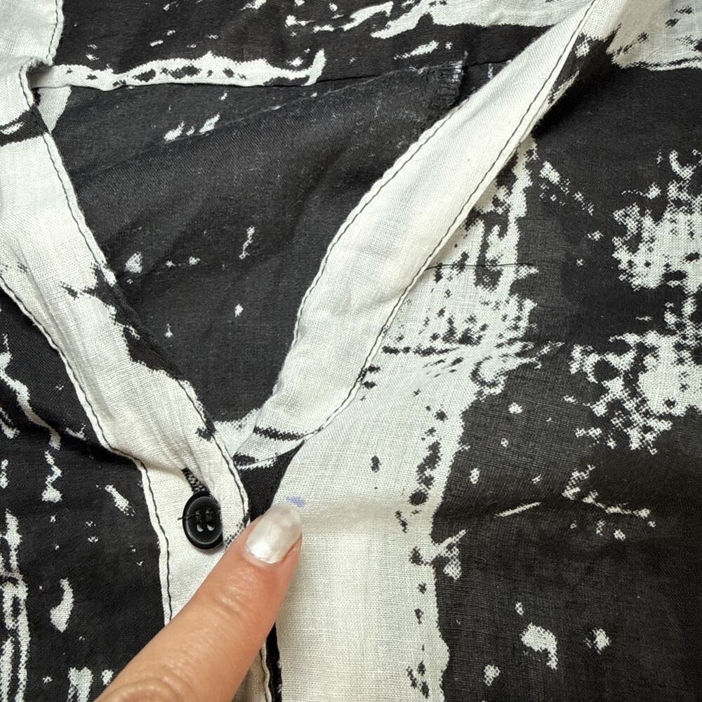 Step In Style Long Shirt Dress 1X White Black Cotton Whimsy Art Flowy NWT READ - Picture 7 of 16